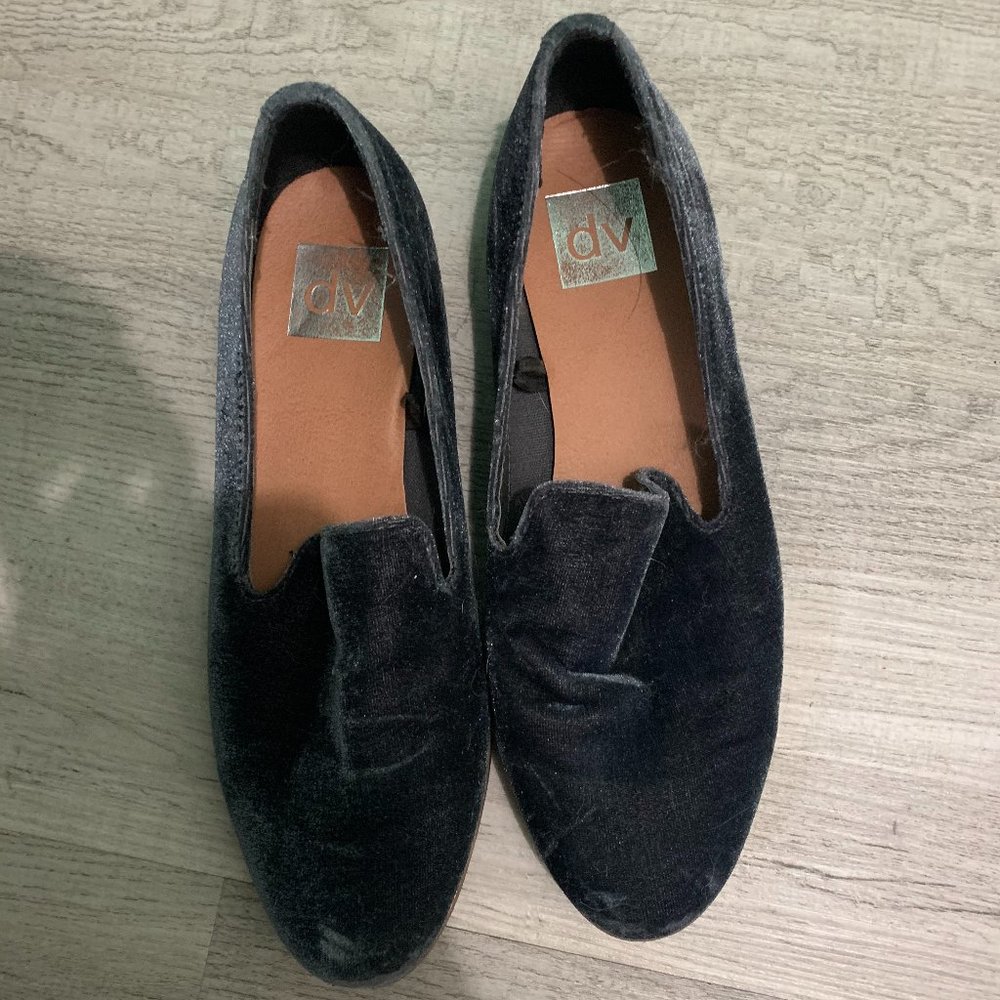 dolce vita blue velvet slip on shoes, size 6.5